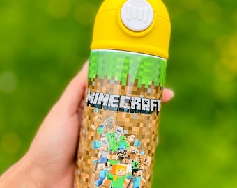 Custom Videogame Bottle for kids 12oz-20oz Birthday Gift  Personalized with Name. School Water Bottles Hot/Cold Drinks
