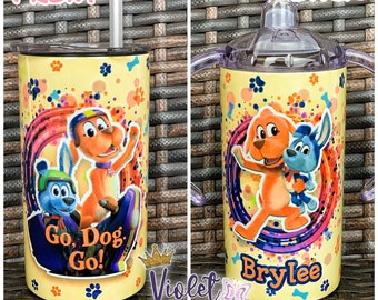 Go Dog Sippy Cup with 2 Lids Birthday Gift with Name Personalized 12oz