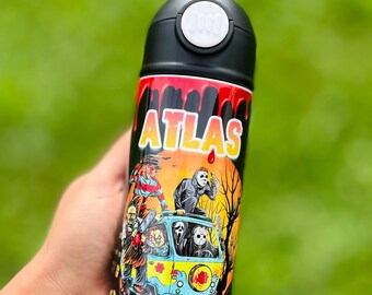 Halloween Tumbler Bottle 12oz & 20oz Birthday Gift with Name Personalized