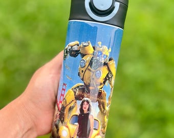 Bumblebee Inspired Kids Bottle for girls and boys 12oz 16oz & 20oz Birthday Gift with Name Personalized