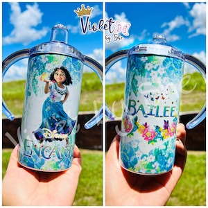 Encanto Sippy Cup Personalized For Kids 12oz. With two lids and straw Birthday Gift