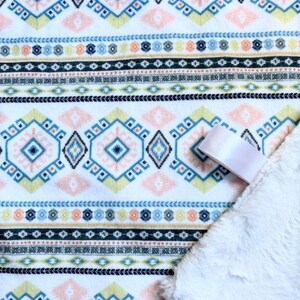 Boho Minky Security Blanket, Aztec Baby Blanket, Boho Lovey, Geometric Baby Blanket, Blush Girl Blanket, Boho Girl Toddler Blanket, Pastel