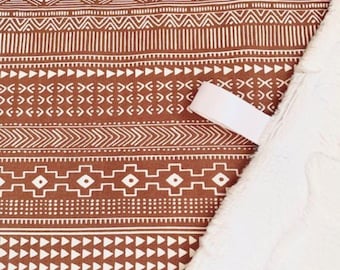 Boho Rust Aztec Minky Lovey Security Blanket: Boho Neutral Baby Shower Gift