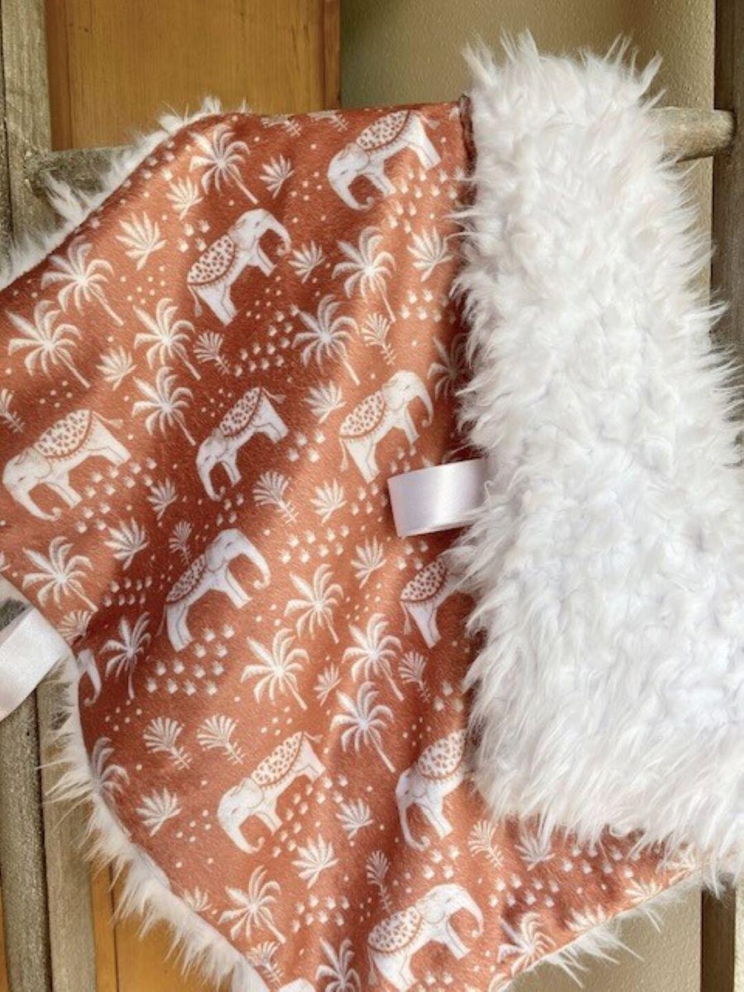 Rust Elephant Boho Minky Lovey Security Blanket, Neutral Baby Gift - Etsy