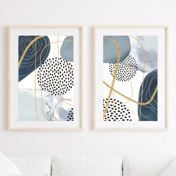 Navy Gray Wall Art Etsy
