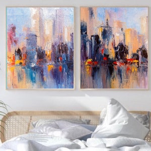 Abstrakte Wand Kunst Set, abstrakte Leinwand Druck Pinselstriche, abstrakte Malerei Wand Kunst 2 Stück Poster druckbare Wandkunst Sofortiger Download