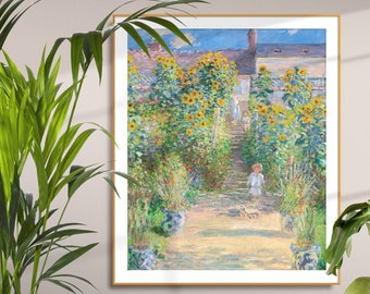 Fine Art Print - The Artists Garden By Claude Monet - Large Wall Art Poster - Printable Wall Art