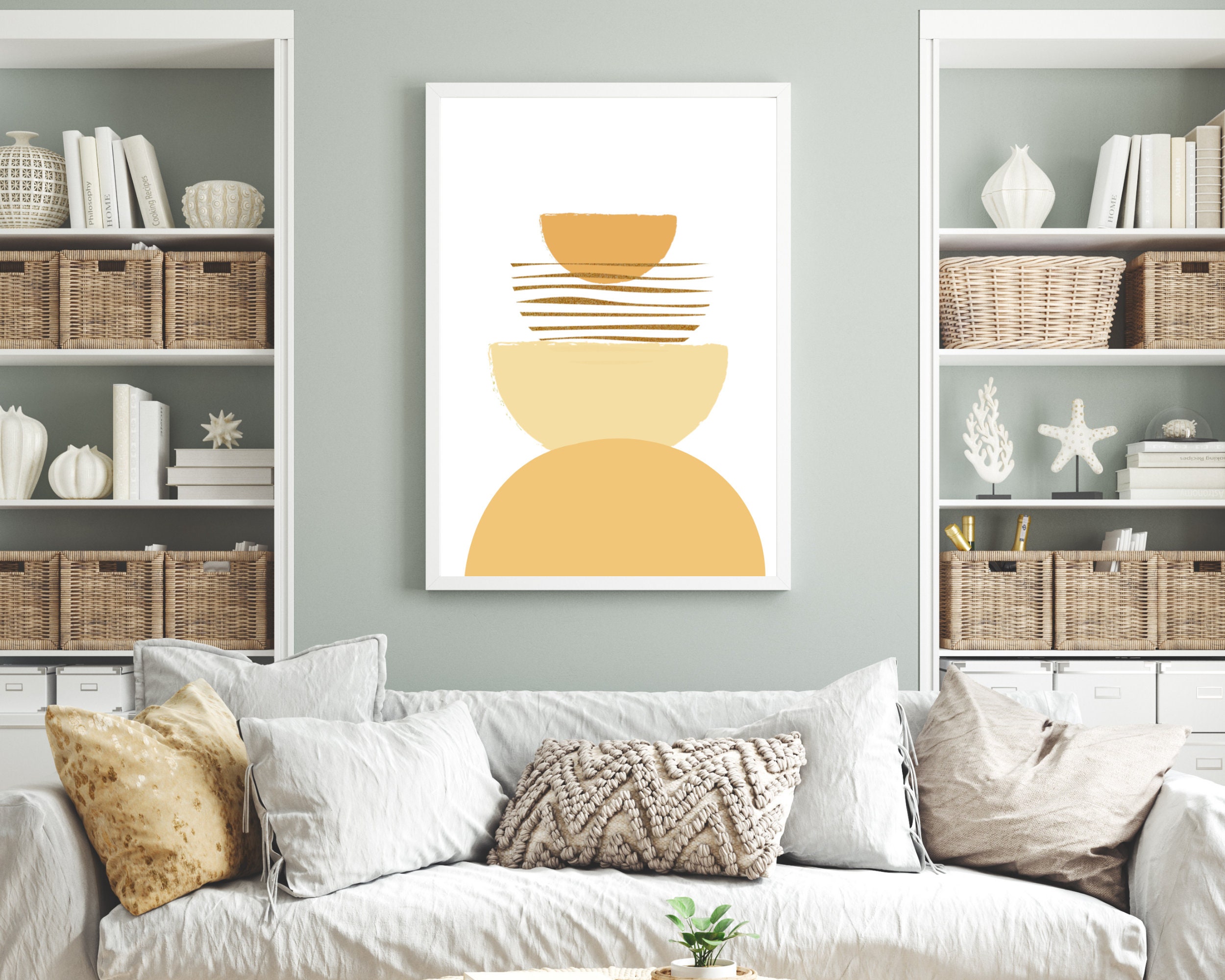 Abstract Wall Art Mustard Yellow Watercolour Shapes Printable | Etsy