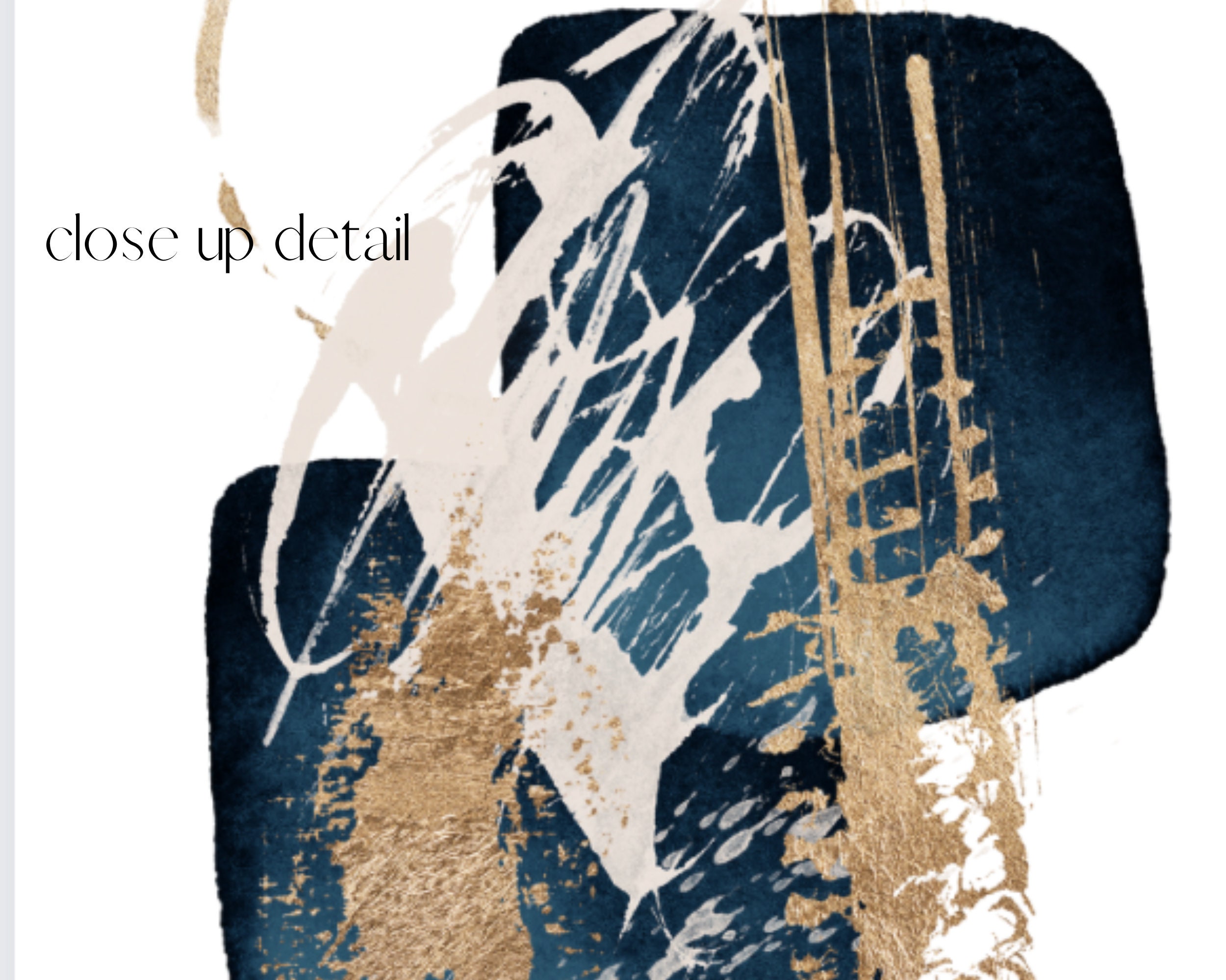 Abstract Wall Art Blue Gold Printable Wall Art Navy Set of 3 - Etsy