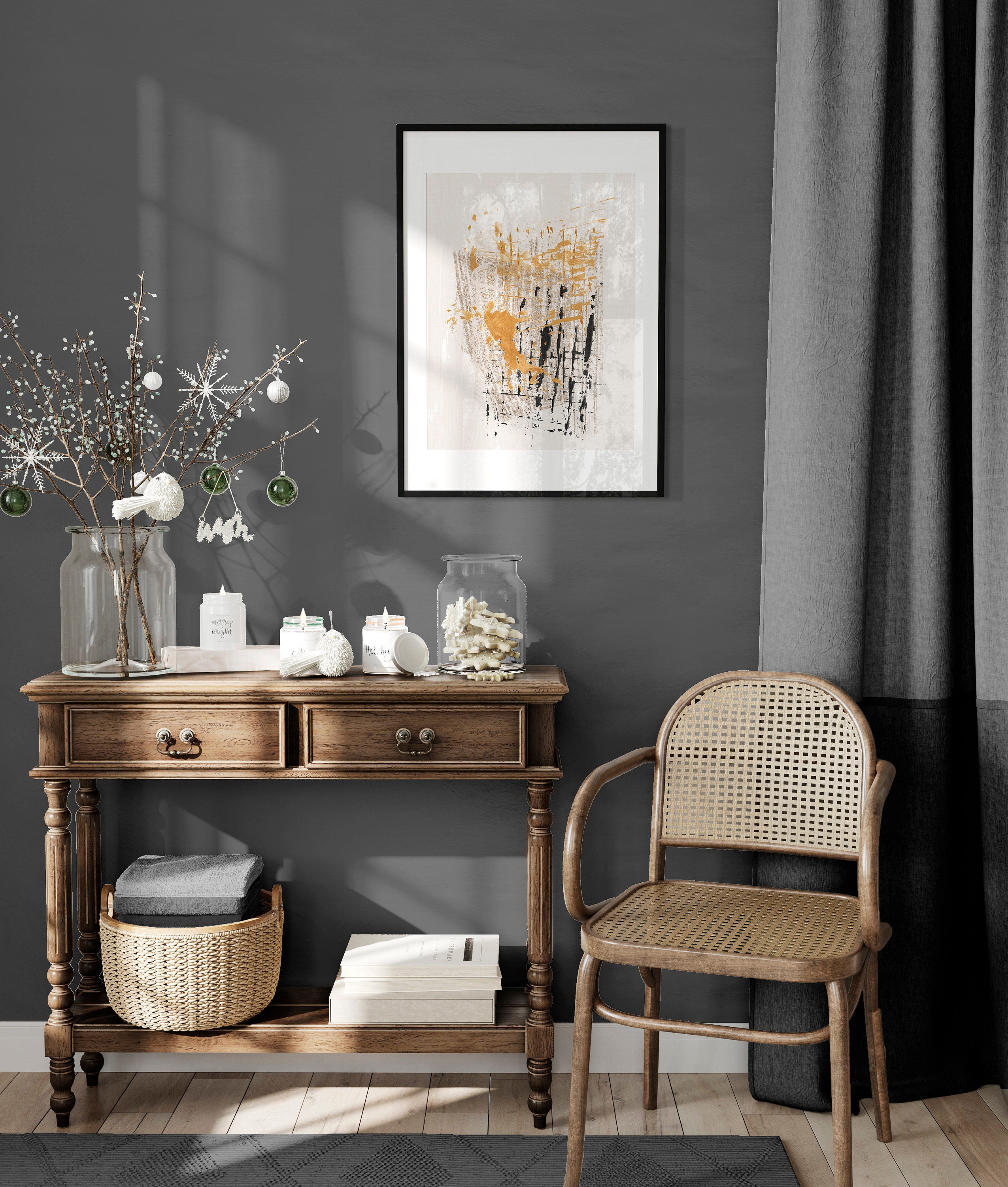 Modern Gallery Wall Art Set of 3 Minimalist Gold Beige Black Nordic ...