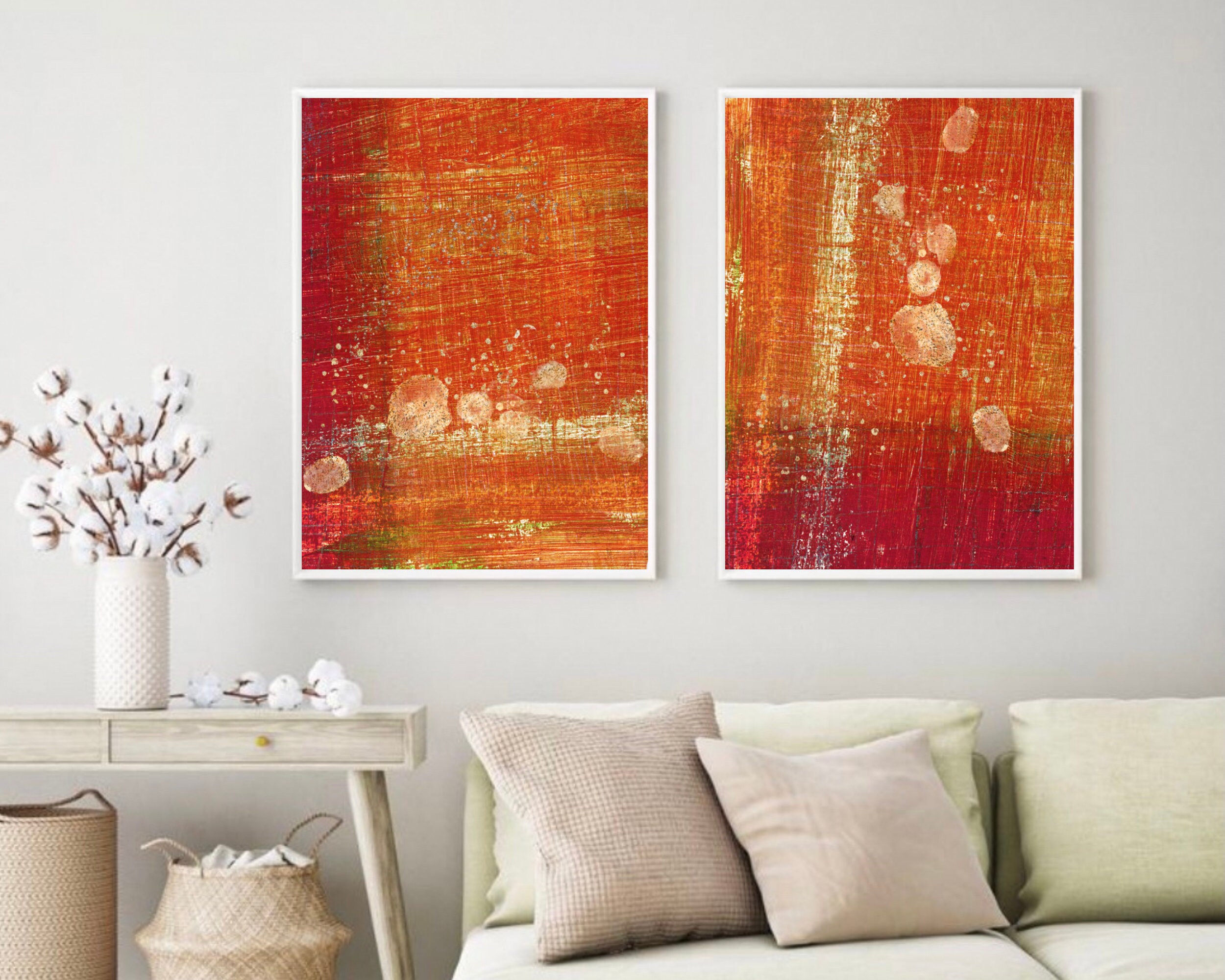 Abstract Print Terracotta and Gold Set of 2 Printable Wall Etsy UK