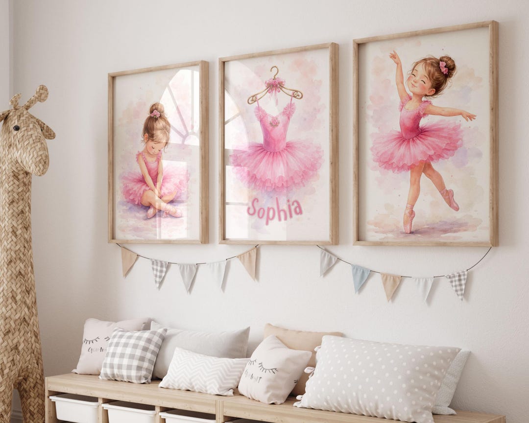 Pink Ballerina Wall Art Set Of 3 Ballet Nursery Prints Girls Room pink-ballerina-wall-art-set-of-3-ballet-nursery-prints-girls-room