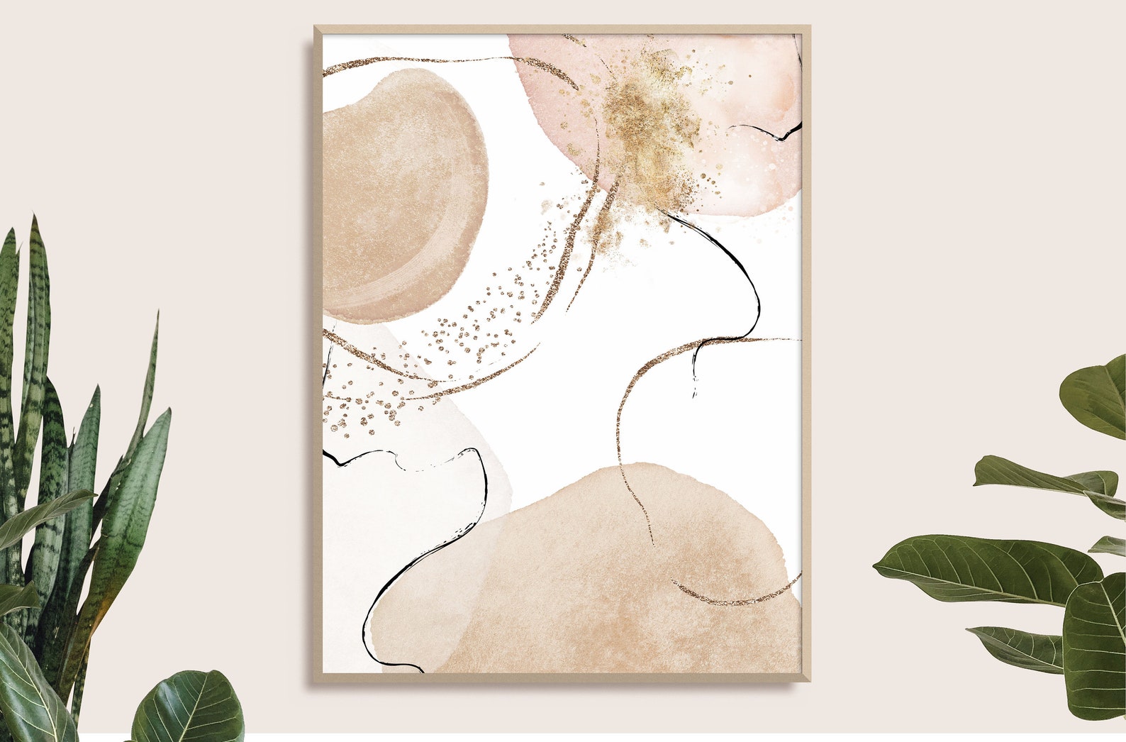 Earth Tone Abstract Art, Neutral Wall Art, Beige Cream Pink Set of 3 ...