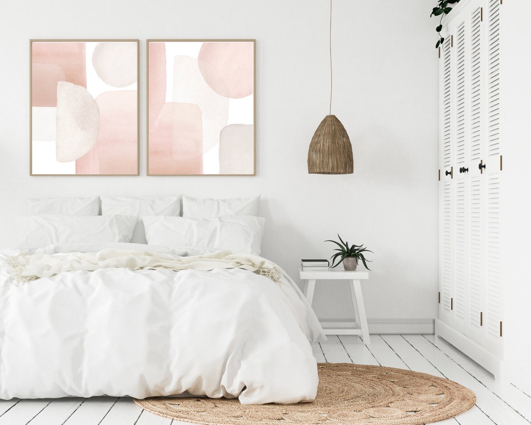 Earth Tone Abstract Art, Neutral Wall Art, Beige Cream Pink Set of 2 ...