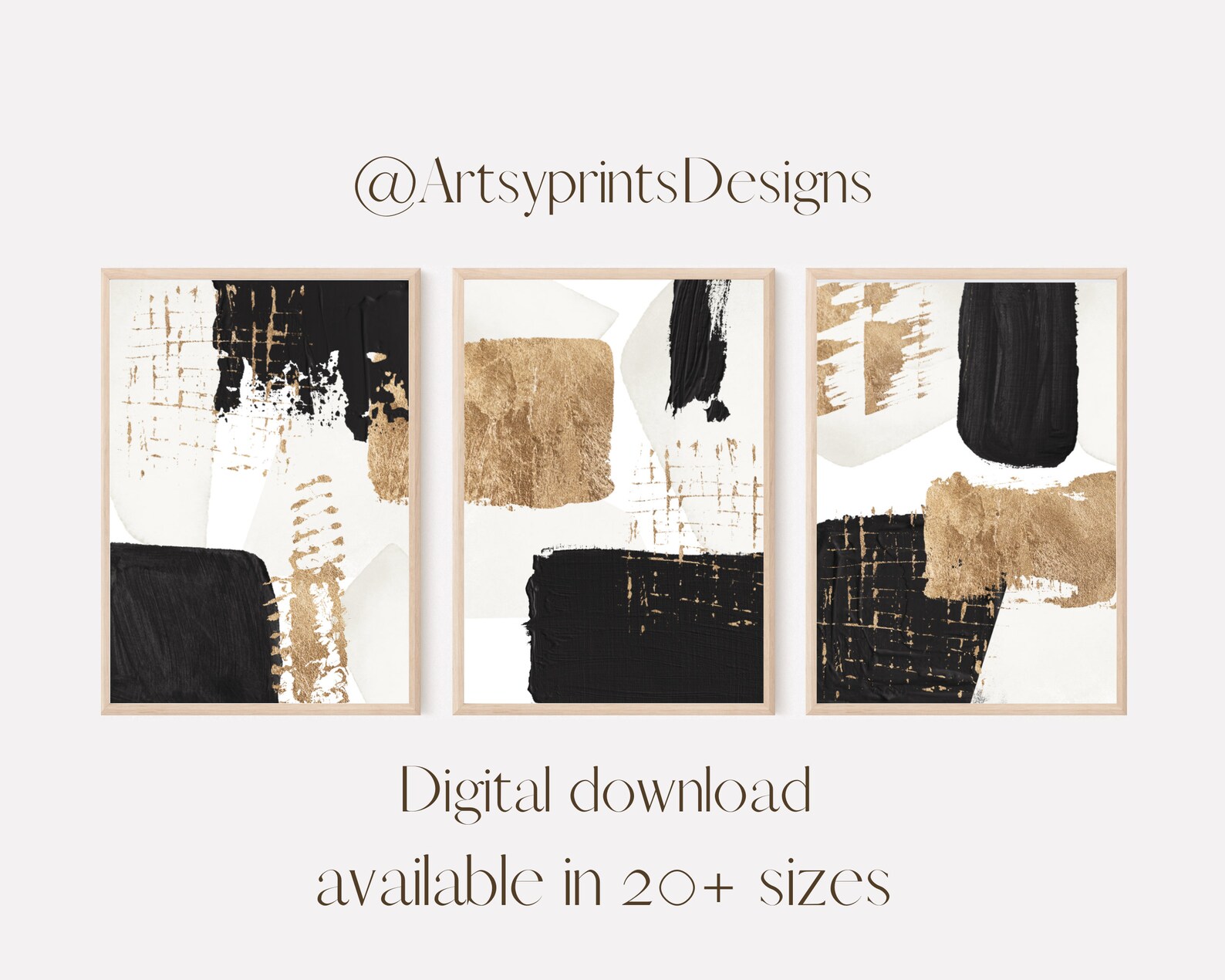 Abstract Wall Art Black Gold Watercolour Shapes Printable - Etsy