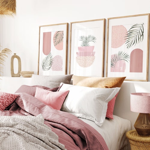 Abstract Wall Art Pink Boho Printable Wall Art Neutral Set - Etsy