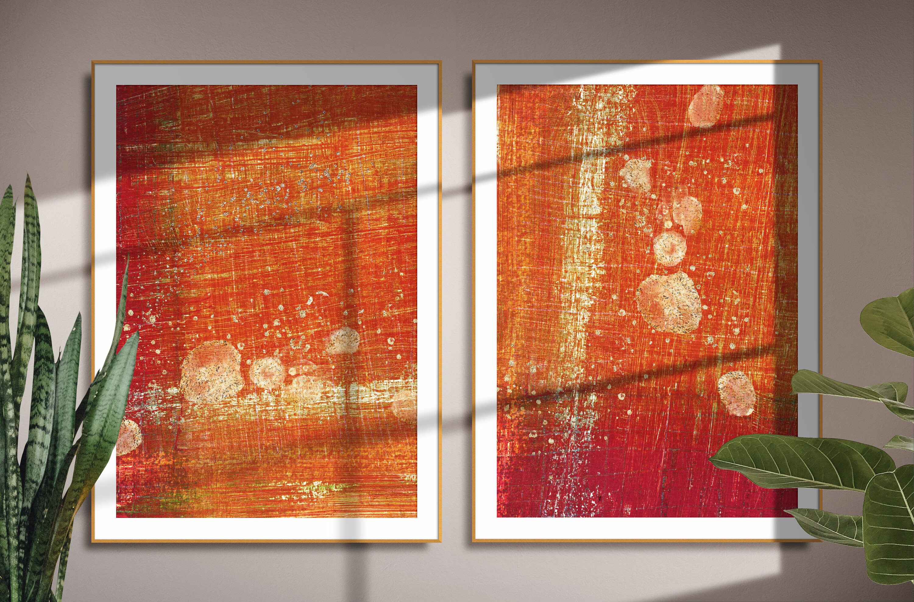 Abstract Print Terracotta and Gold Set of 2 Printable Wall Etsy UK