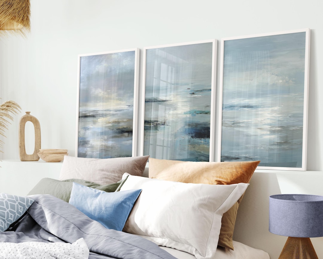 Set of 3 Abstract Seascape Digital Prints | Tranquil Ocean Wall Art ...