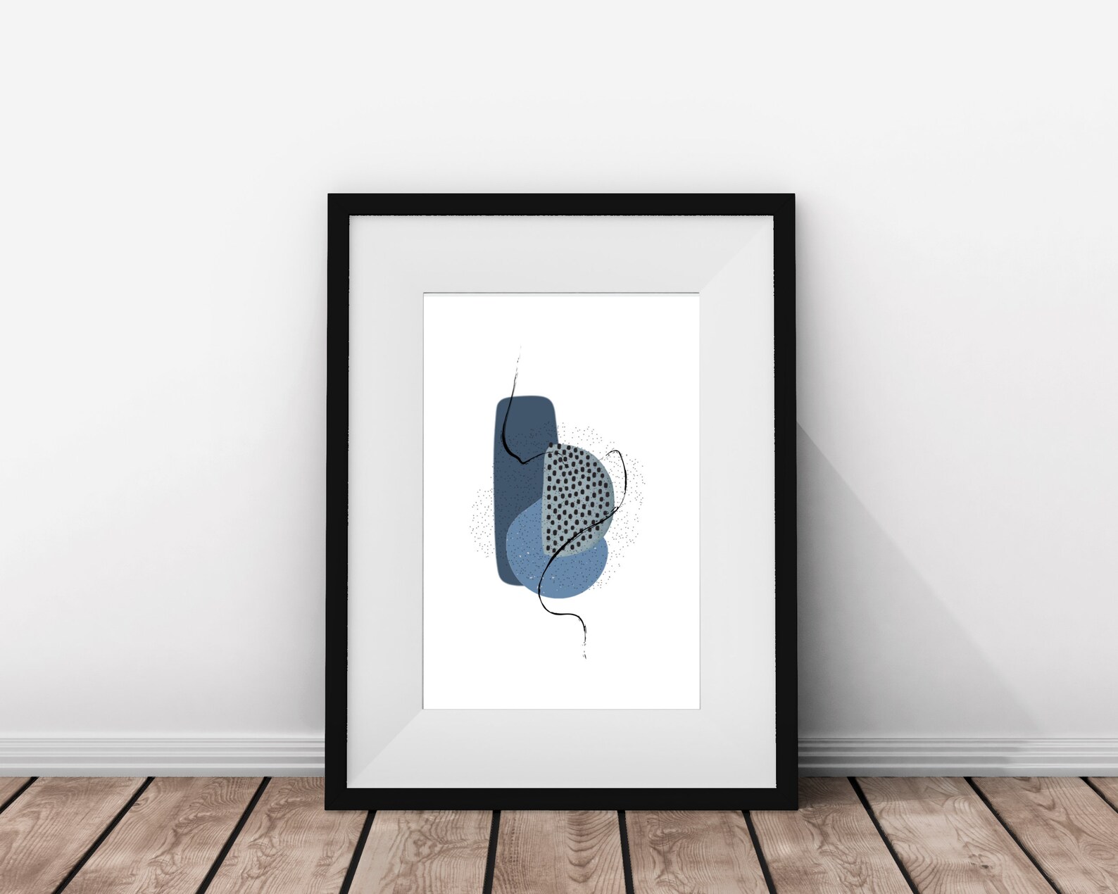 Blue Grey Printable Wall Art Geometric Art Shapes Print Blue Etsy