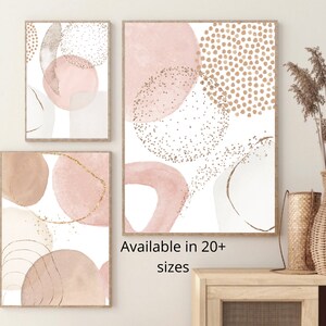 Abstract Rose Pink and Gold Wall Art Prints, Set of 3 (digital Download ...