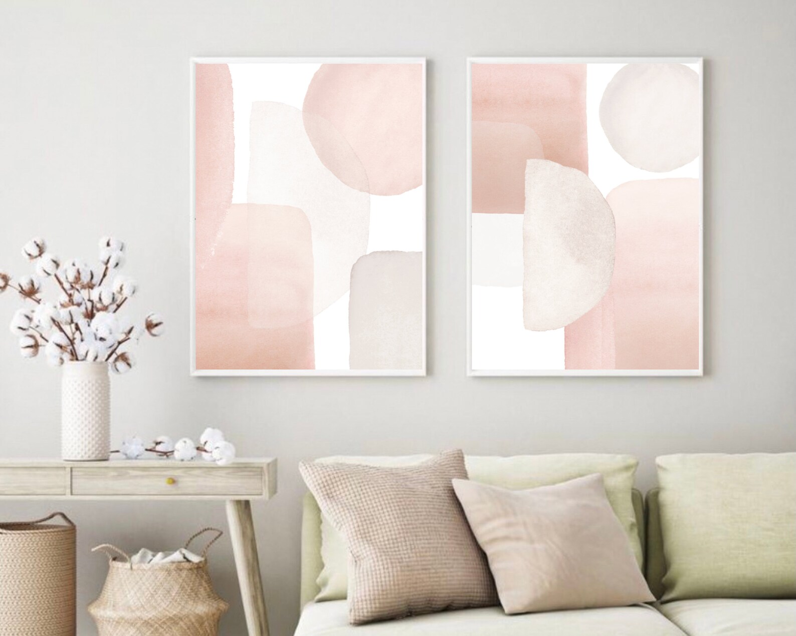Earth Tone Abstract Art Neutral Wall Art Beige Cream Pink - Etsy