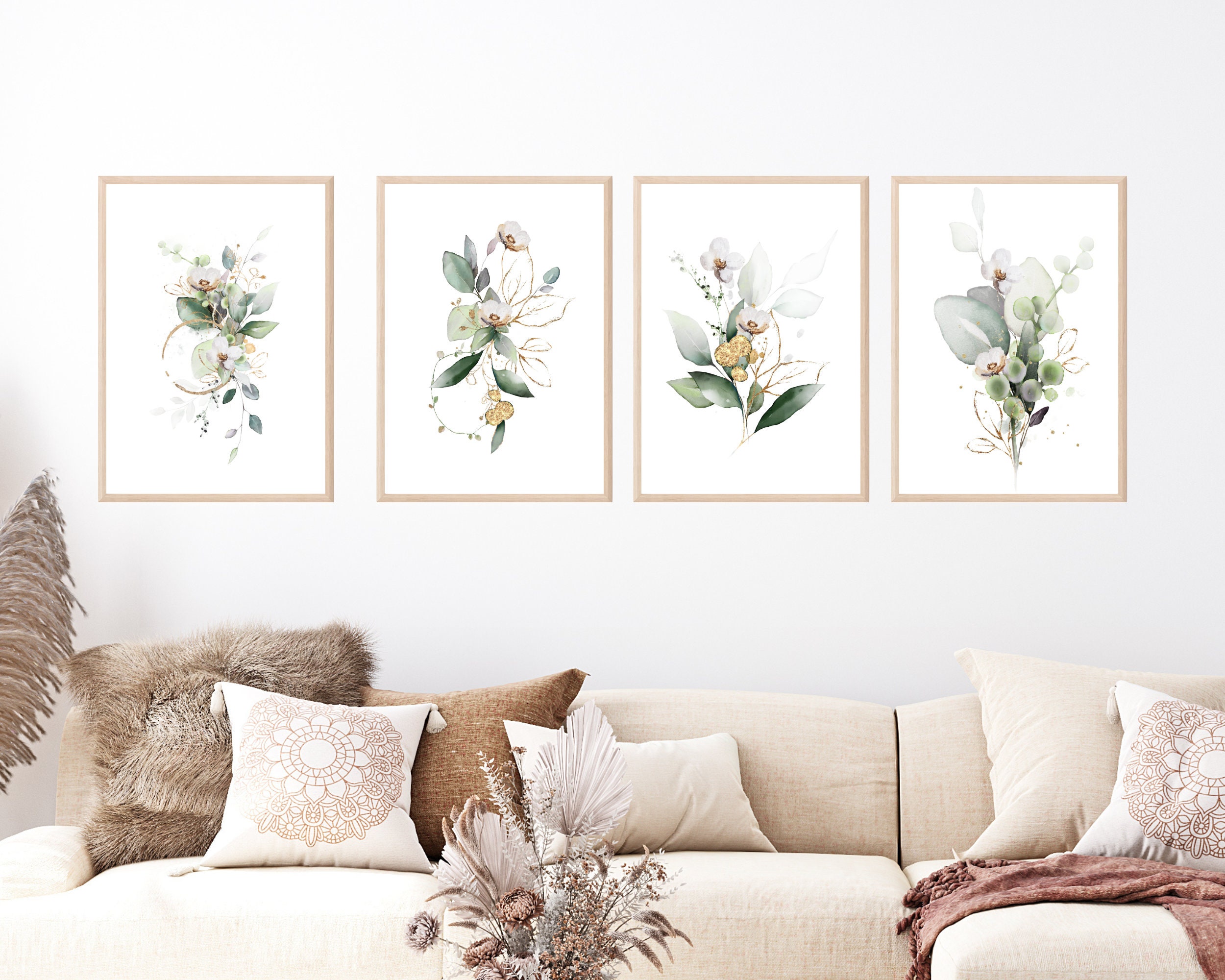 Botanical Print Set of 4, Botanical Printable Wall Art, Wild Flower ...
