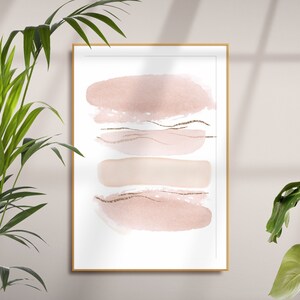 Pink and Gold Abstract Prints, Watercolour Abstract Printable Wall Art ...