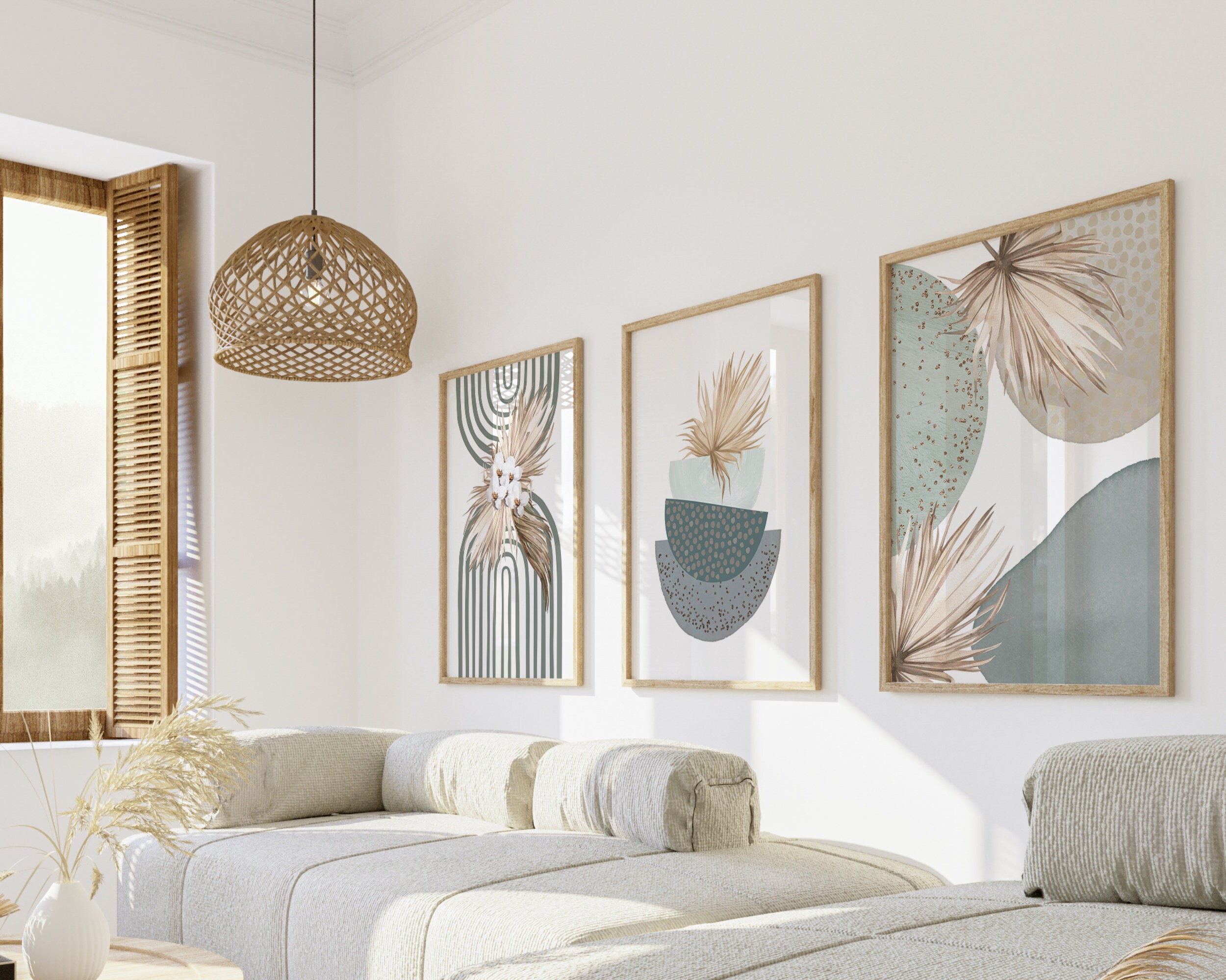 Martin Kench Set di 3 poster in stile bohémien, decorazione moderna da parete, per soggiorno, camera da letto, senza cornice (C, 40 x 50 cm