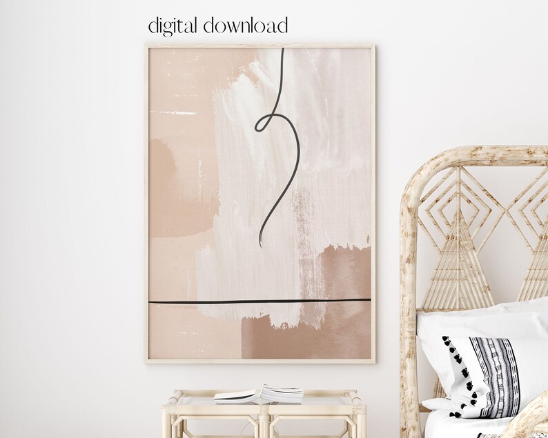 Abstract Prints, Buff Cream Beige Acrylic Painting Printable Wall Art ...