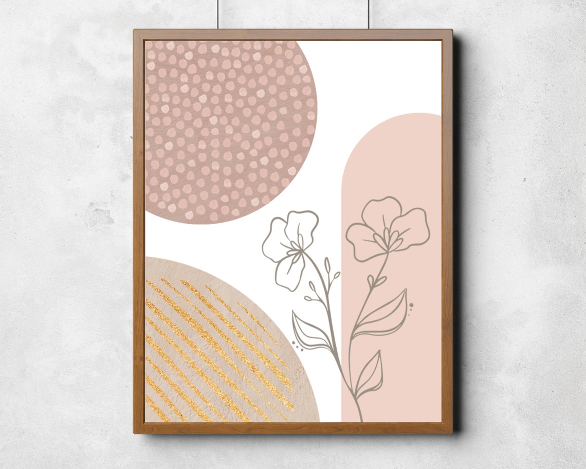 Abstract Wall Art Pink Boho Printable Wall Art Neutral Set Etsy UK