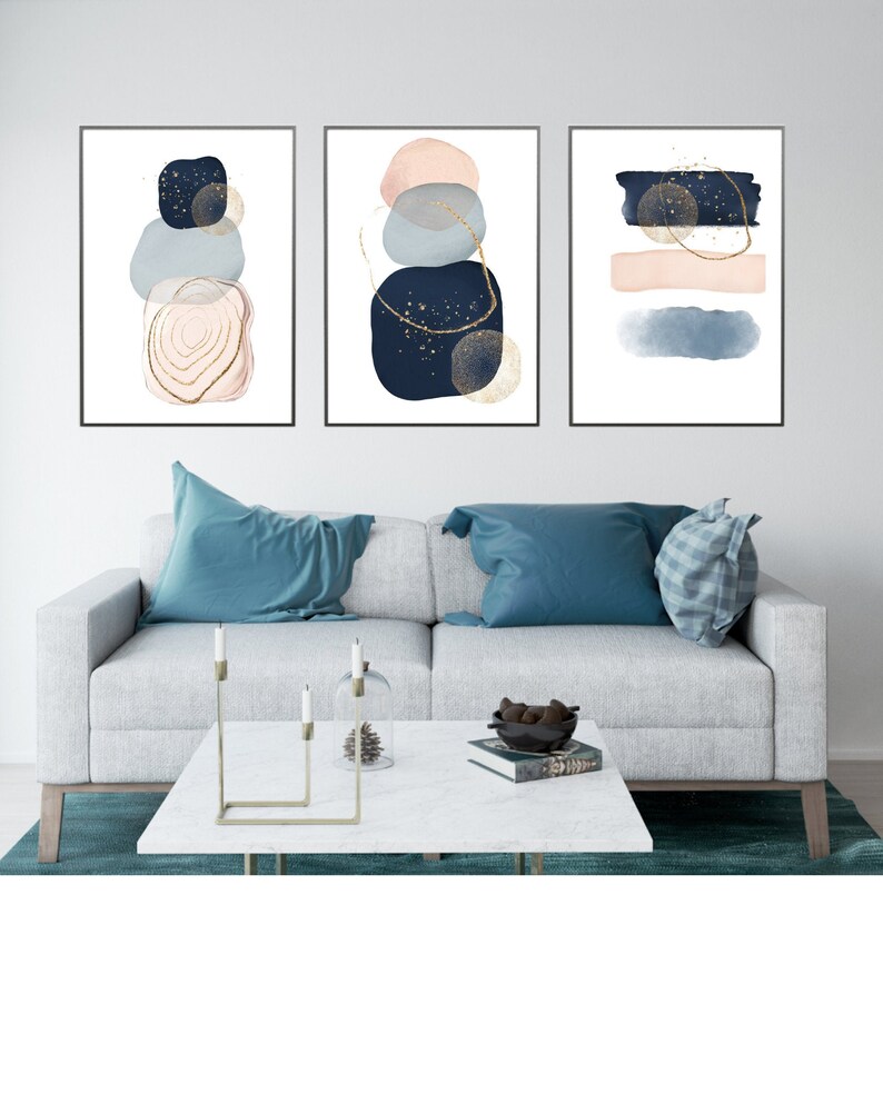 Abstract Printable Wall Art Set of 3 Contemporary Wall Art Etsy