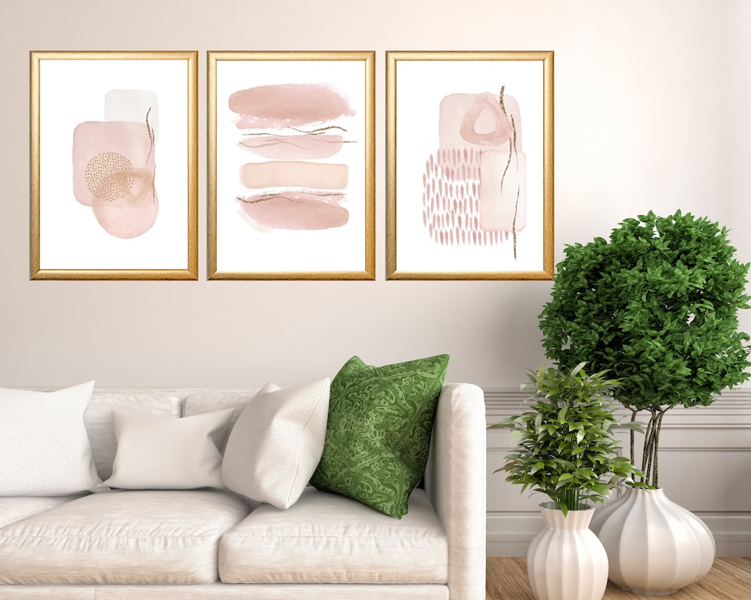 Pink and Gold Abstract Prints, Watercolour Abstract Printable Wall Art ...