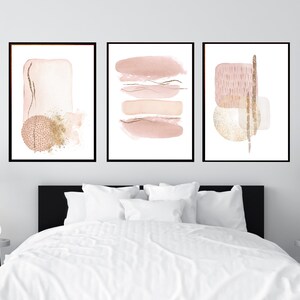 Pink and Gold Abstract Prints, Watercolour Abstract Printable Wall Art ...