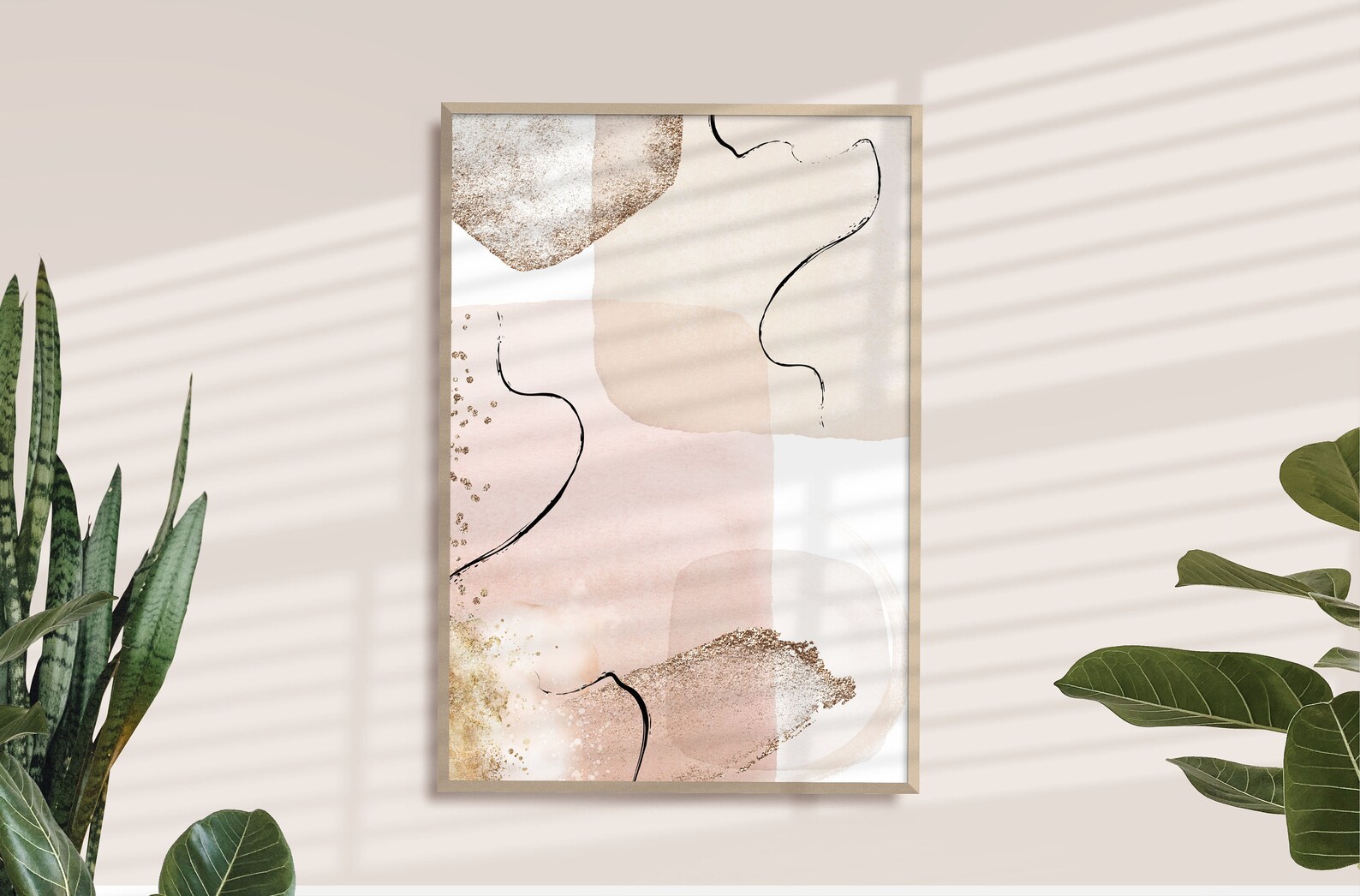 Earth Tone Abstract Art, Neutral Wall Art, Beige Cream Pink Set of 3 ...