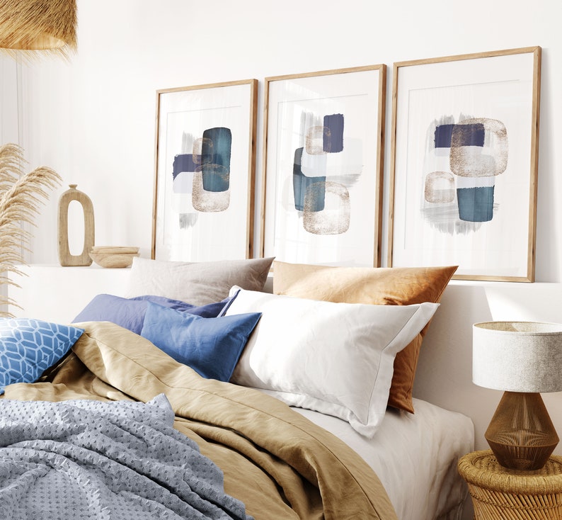 Blue Printable Wall Art Block Colour Abstract Wall Art Navy Etsy