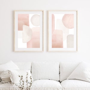 Earth Tone Abstract Art, Neutral Wall Art, Beige Cream Pink Set of 2 ...