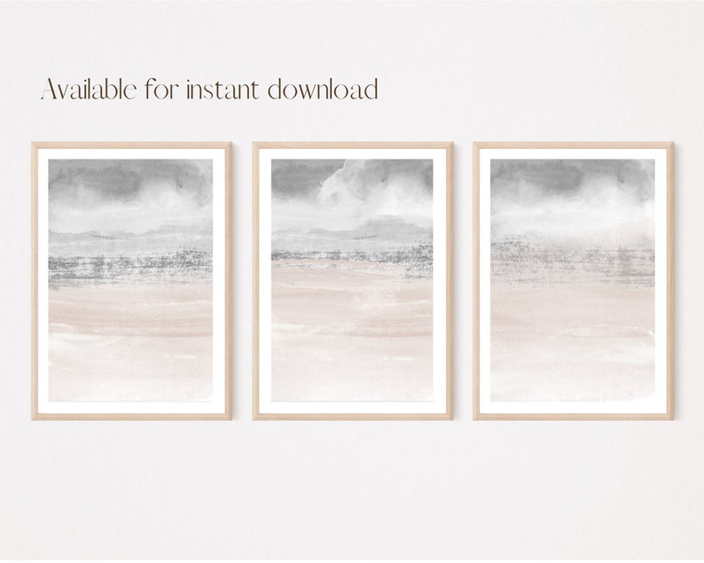 Modern Neutral Wall Art, Set of 3 Grey Printable Abstract Watercolour ...
