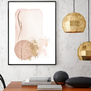 Pink and Gold Abstract Prints, Watercolour Abstract Printable Wall Art ...