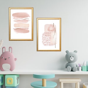 Pink and Gold Abstract Prints, Watercolour Abstract Printable Wall Art ...