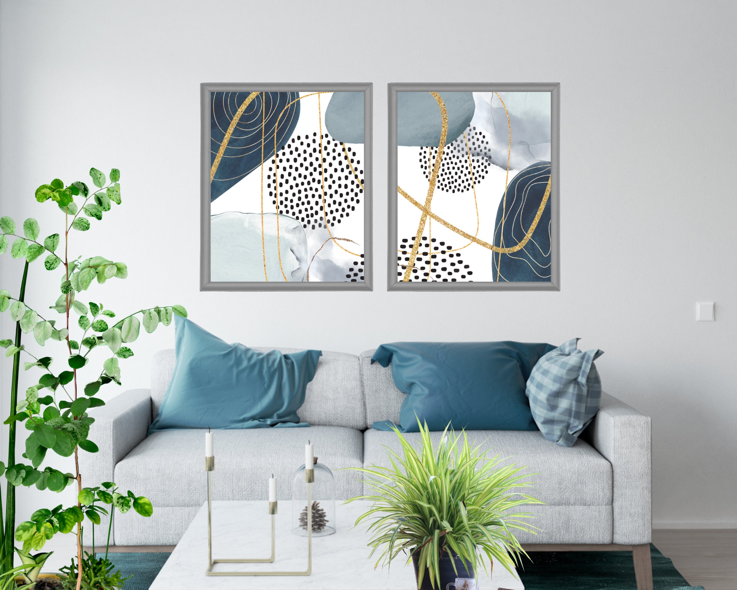 Abstract Wall Art Watercolour Shapes Printable Wall Art Navy - Etsy