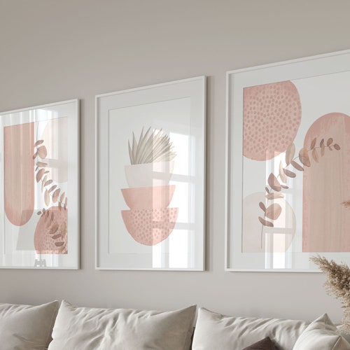 Boho Printable Wall Art Modern Nordic Pink Set of 3 Prints - Etsy
