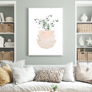 Neutral Abstract Wall Art,  Pink and Beige Printable Wall Art, Living Room Wall Decor, Hallway Print