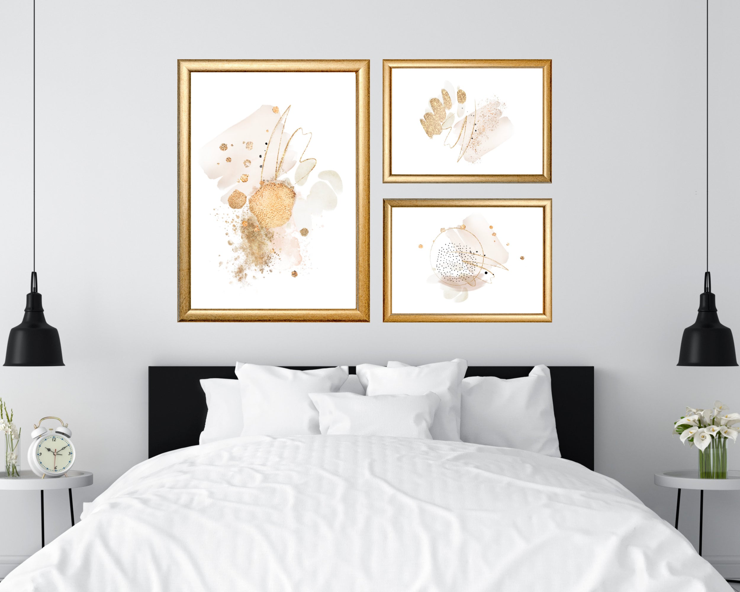 Earth Tone Abstract Art Print Set, Neutral Wall Art, Beige Cream Gold ...