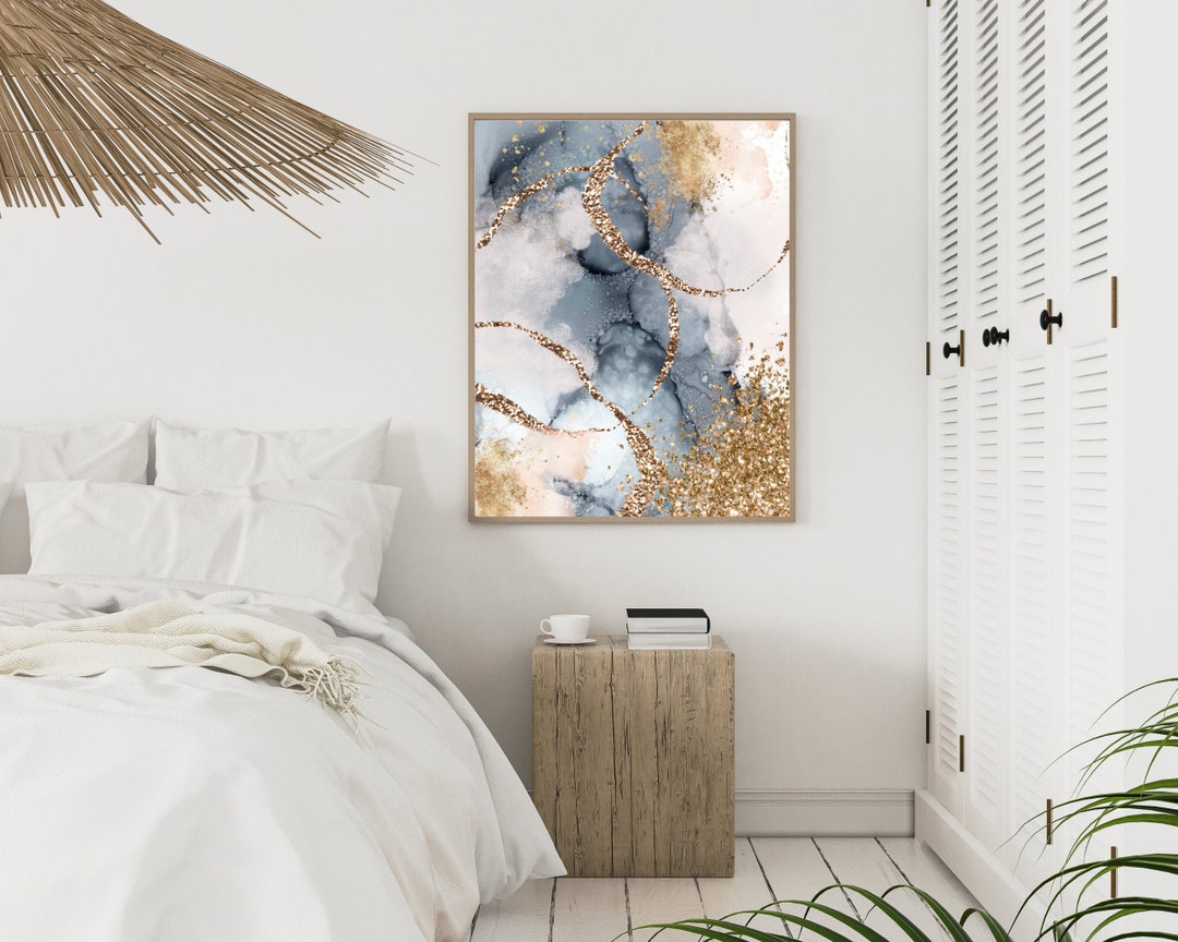 Abstract Wall Art Grey and Gold Printable Wall Art Modern Etsy