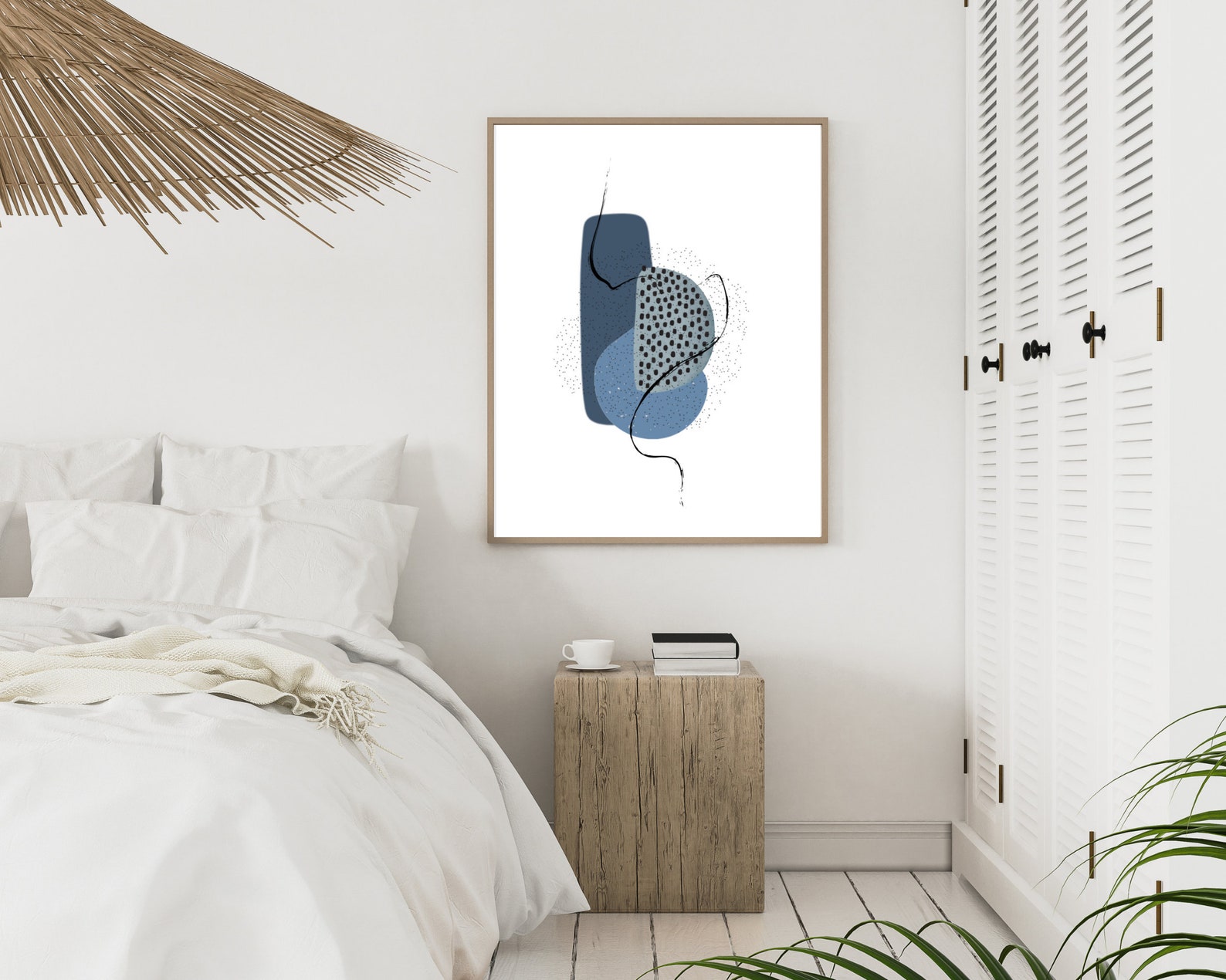 Blue Grey Printable Wall Art Geometric Art Shapes Print Blue Etsy