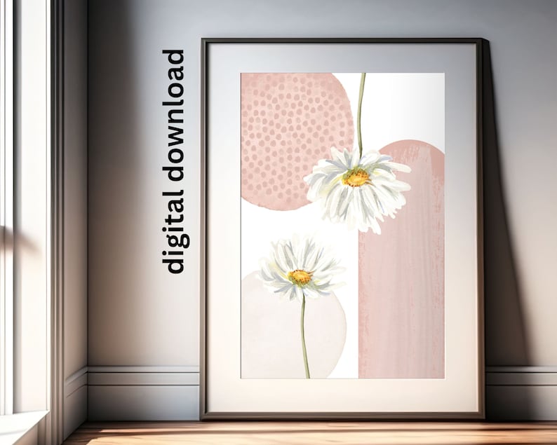 Pink Wall Art, Rose Pink Botanical Set of 3 Prints, Minimalist Nordic ...