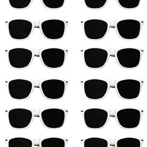 White Sunglasses 12 Pack Wedding, Parties, Schools, Bachelor/Bachelorette, Favors Bulk Pack For Groomsmen Bridesmaids Guests image 4