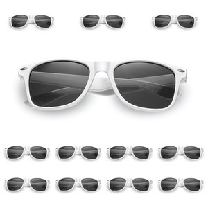 White Sunglasses 12 Pack Wedding, Parties, Schools, Bachelor/Bachelorette, Favors Bulk Pack For Groomsmen Bridesmaids Guests image 1