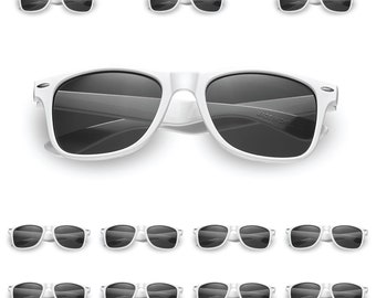 White Sunglasses (12 Pack) Wedding, Parties, Schools, Bachelor/Bachelorette, Favors Bulk Pack  For Groomsmen Bridesmaids Guests