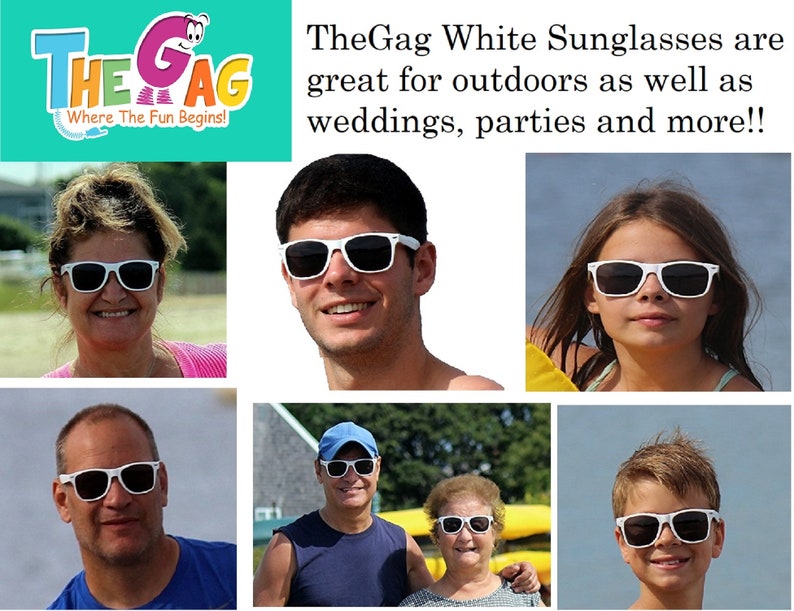 White Sunglasses 12 Pack Wedding, Parties, Schools, Bachelor/Bachelorette, Favors Bulk Pack For Groomsmen Bridesmaids Guests image 10